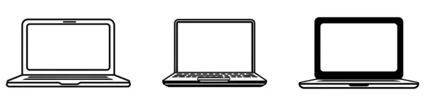 ノートパソコンのアイコンセット 白い背景のコンピュータ アイコン ベクトル — ストックベクタ