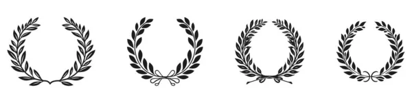Лорел Венок Цветочный Геральдический Набор Элементов Векторная Икона Логотип Белом — стоковый вектор
