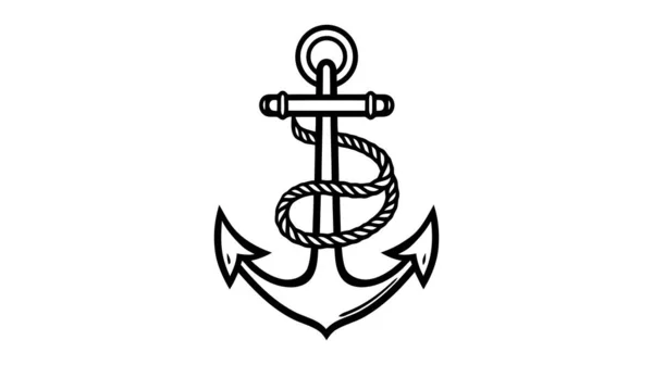 アンカーベクトルアイコンロゴボートシンボル海賊舵航海のシンプルなイラストグラフィックドアデザイン — ストックベクタ