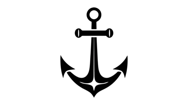 Âncora Vetor Ícone Logotipo Barco Símbolo Pirata Leme Marítimo Náutico — Vetor de Stock