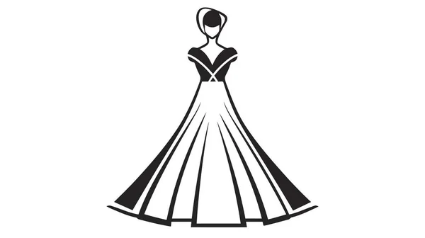 Black Dress Vector Logo White Background — Stock Vector