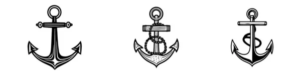 Набор Якорных Символов Вектор Шаблона Логотипа Белом Фоне — стоковый вектор