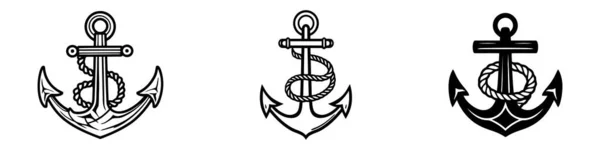 Zestaw Symboli Kotwicy Lub Wektor Szablonu Logo Białym Tle — Wektor stockowy