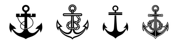Set Von Ankersymbolen Oder Logo Vorlagenvektor Auf Weißem Hintergrund — Stockvektor