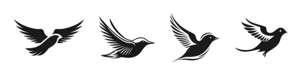 Conjunto Ícones Pássaros Logotipo Vetor Isolado Fundo Branco —  Vetores de Stock