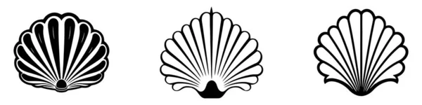Conjunto Ícones Vetoriais Shell Símbolo Plano Simples Fundo Branco —  Vetores de Stock