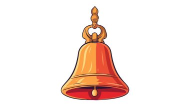 Altın çanlı. Okul zili. Düz vektör çizimi beyaz arkaplanda izole edildi