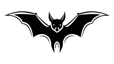 Beyaz arkaplanda yarasa simgesi çizimi. Vektör logosu.