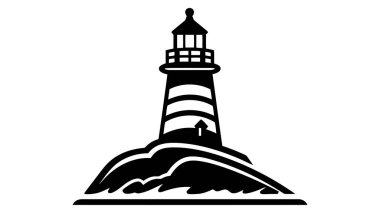 Deniz feneri logosu şablonu. Deniz feneri logo vektörü oluşturuluyor.
