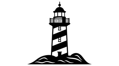 Deniz feneri logosu şablonu. Deniz feneri logo vektörü oluşturuluyor.