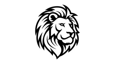Aslan logosu vektör çizimi, amblem tasarımı. Aslan logosu, beyaz arkaplanda simge.