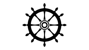 Beyaz arka planda bir gemi çarkı. Deniz simgesi tasarımı.