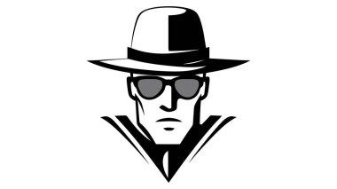 Spy detective design template. Criminal internet hacker logo. Investigation concept. Vector illustration. clipart