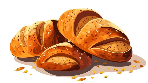 Ilustrasi Roti Vektor Roti Pada Latar Belakang Putih - Stok Vektor