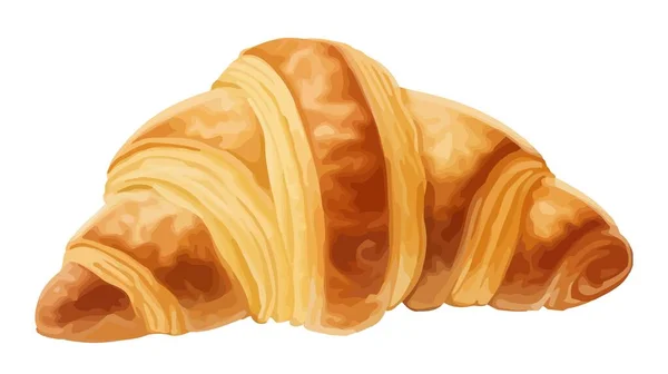 Croissant Isolerad Vit Bakgrund Vacker Croissant Beströdd Med Pulversocker — Stock vektor