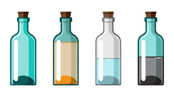 Leere Bierflasche Aus Glas Vektor Set Flaschensymbol Isoliert Auf Weißem — Stockvektor