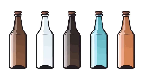 Leere Bierflasche Aus Glas Vektor Set Flaschensymbol Isoliert Auf Weißem — Stockvektor