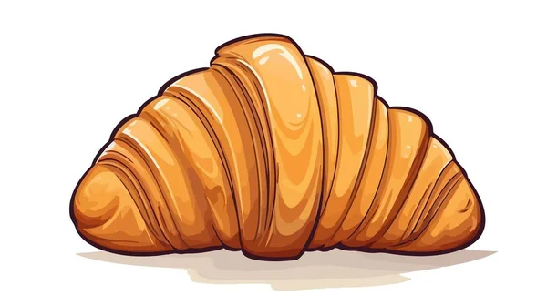 Croissant Isolerad Vit Bakgrund Vacker Croissant Beströdd Med Pulversocker — Stock vektor