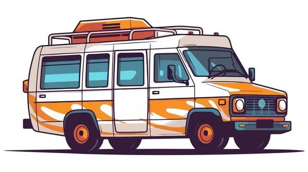 Retro Van Flat Vector Illustration Isolated White Background Old Van — Stock Vector