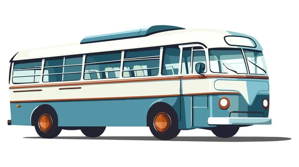 Antiga Ilustração Vetor Ônibus Americano Vintage Veículo Retro Passageiros — Vetor de Stock