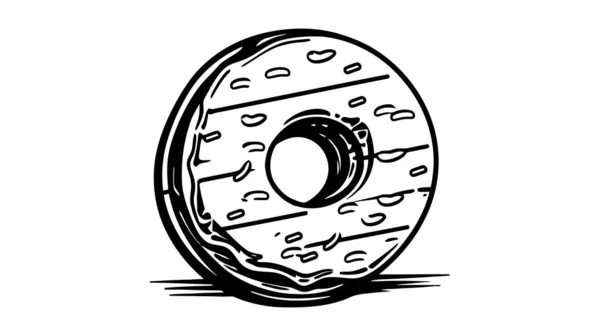 Munk Konturikon Donut Line Art Logo Vektorillustration Isolerad Vit Bakgrund — Stock vektor