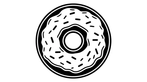 ドーナツ概要アイコン ドーナツラインアートロゴ ベクトルイラスト 白を基調としている 編集可能なストローク — ストックベクタ