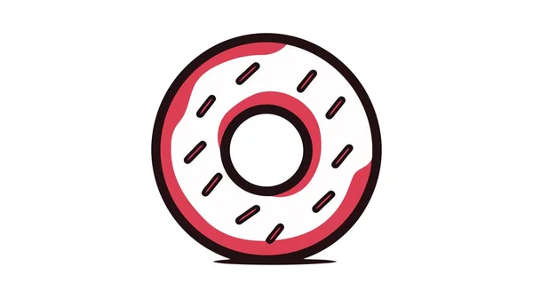 Munk Konturikon Donut Line Art Logo Vektorillustration Isolerad Vit Bakgrund — Stock vektor