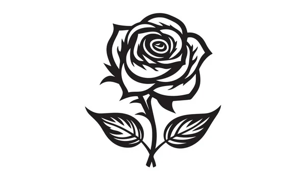 Vector Siluetas Negras Flor Rosa Aisladas Sobre Fondo Blanco Logo — Vector de stock