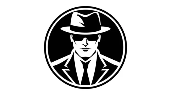 Modello Disegno Detective Spia Logo Criminale Dell Hacker Internet Concetto — Vettoriale Stock
