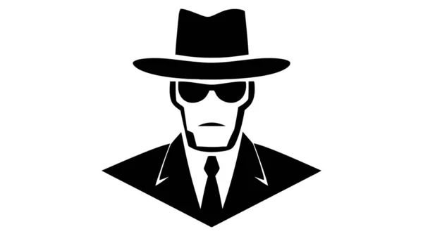 Modèle Conception Détective Espion Logo Pirate Internet Criminel Concept Enquête — Image vectorielle