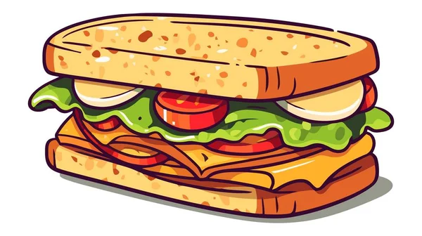 Dibujos Animados Sándwich Vector Icono Ilustración Desayuno Food Icon Concept — Vector de stock