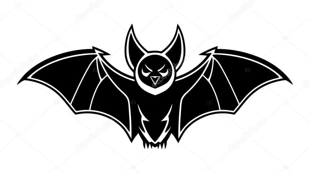Bat icon illustration on white background. Vector logo.