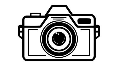 Kamera simgesi, düz fotoğraf kamera vektörizole. Modern basit anlık fotoğraf işareti.