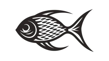 Balık vektörü simgesi. Deniz Gıda illüstrasyon sembolü. Çiftlik Elemanı logosu.