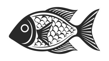 Balık vektörü simgesi. Deniz Gıda illüstrasyon sembolü. Çiftlik Elemanı logosu.