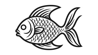 Balık vektörü simgesi. Deniz Gıda illüstrasyon sembolü. Çiftlik Elemanı logosu.