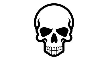 Kafatası ve kemikler beyaz arka planda izole edilmiş ölümlü vektör çizimi.