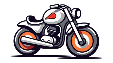 Motosiklet logosu, ikon. Vektör illüstrasyonu beyaz arkaplanda izole edildi