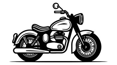 Motosiklet logosu, ikon. Vektör illüstrasyonu beyaz arkaplanda izole edildi