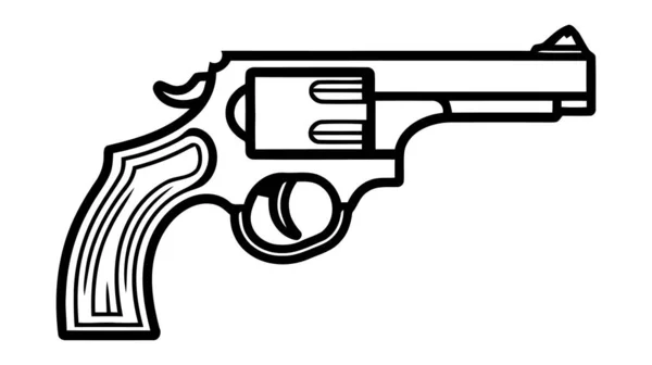 Ikona Revolveru Vintage Pistole Silueta Západní Pistole Vektorová Ilustrace — Stockový vektor