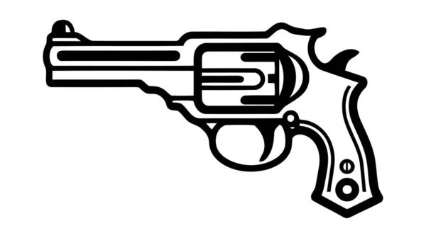 Gun Revolver Icon Vintage Pistol Silhouette Western Handgun Vector Illustration — Stock Vector
