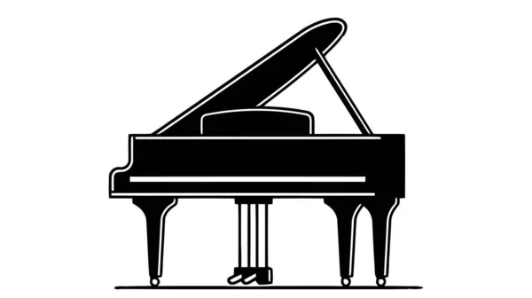 Піаніно Вектор Значок Логотип Чорне Піаніно Ізольовано Білому Тлі — стоковий вектор