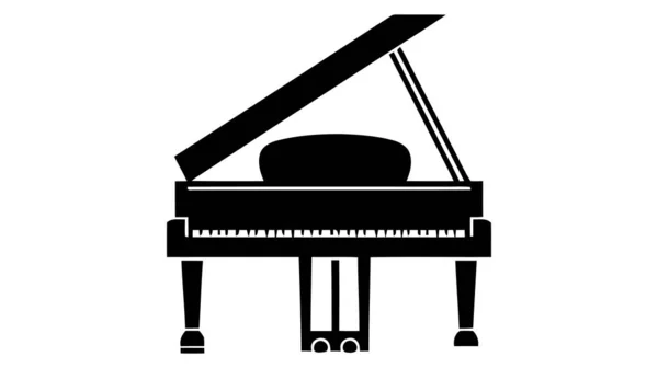 Piano Vector Icono Logotipo Piano Negro Aislado Sobre Fondo Blanco — Vector de stock