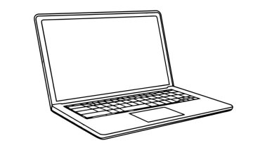 Laptop vektör simgesi, logo, modelleme beyaz arkaplanda izole edildi