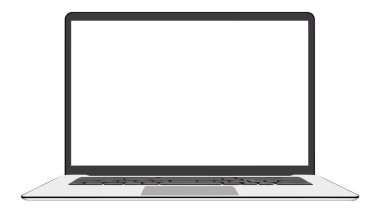 Laptop vektör simgesi, logo, modelleme beyaz arkaplanda izole edildi