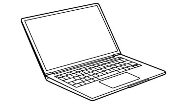 Laptop vektör simgesi, logo, modelleme beyaz arkaplanda izole edildi