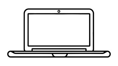 Laptop vektör simgesi, logo, modelleme beyaz arkaplanda izole edildi