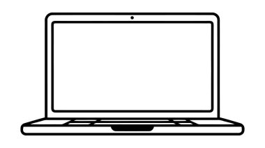 Laptop vektör simgesi, logo, modelleme beyaz arkaplanda izole edildi