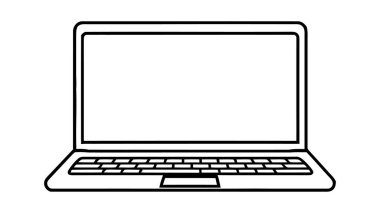 Laptop vektör simgesi, logo, modelleme beyaz arkaplanda izole edildi