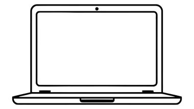 Laptop vektör simgesi, logo, modelleme beyaz arkaplanda izole edildi